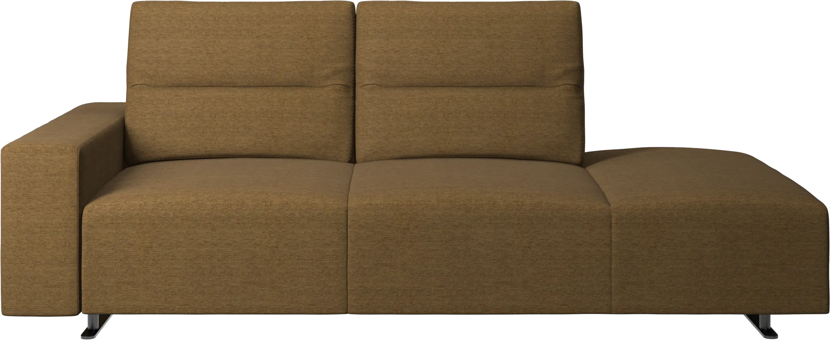 Hampton sofa with adjustable back and lounging unit right side, storage and armrest left side